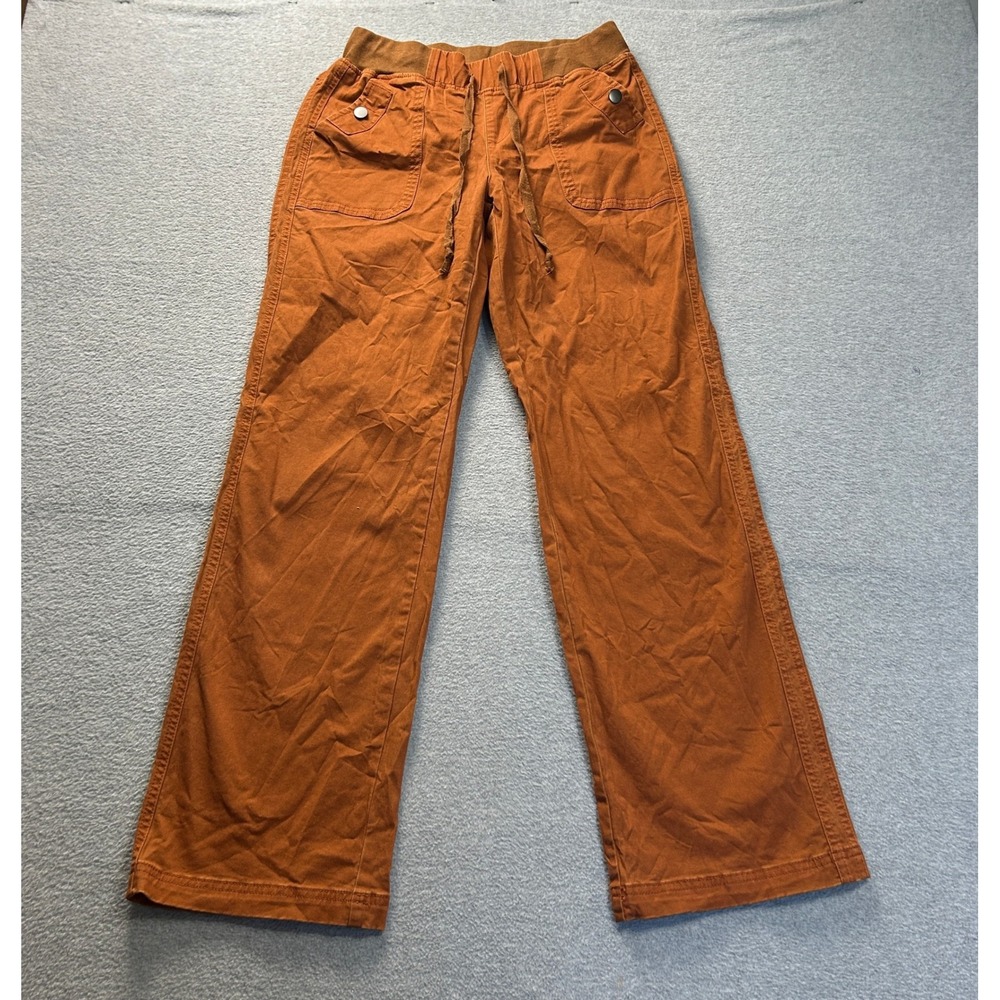 Flamingals Wide Leg Womens XS Rust Utility Pants High Rise Cotton Stretch Casual